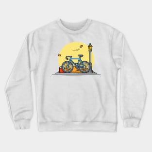 Bike in Park with Street Lamp Cartoon Vector Icon Illustration Crewneck Sweatshirt